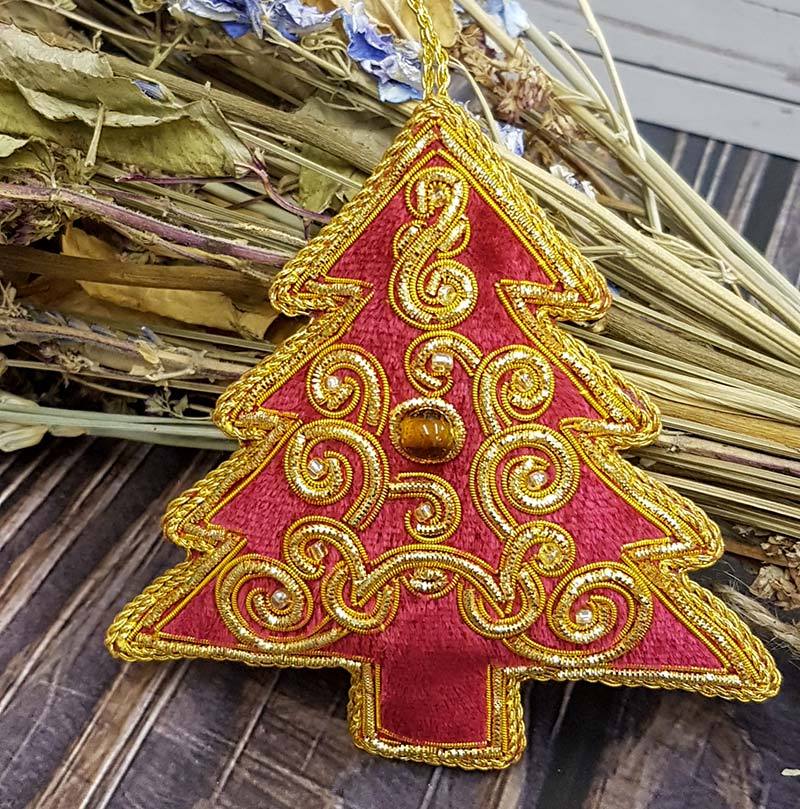 Christmas Tree - Embroidered Tree Decoration - Handmade - JaneAusten.co.uk