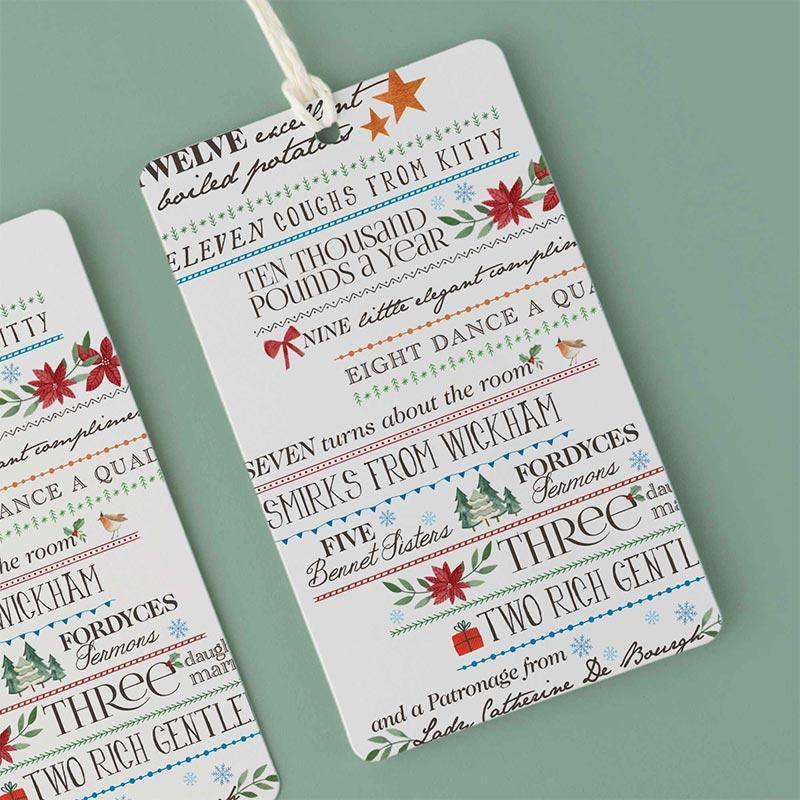Jane Austen Christmas Wrapping Paper - 12 Days Of Pride And Prejudice