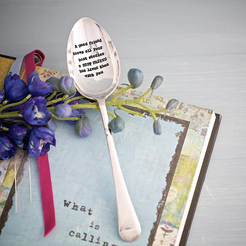 Hand Stamped Vintage Serving Spoon - 'A Good Friend' - JaneAusten.co.uk