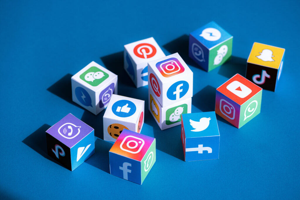 Social Media Apps Logotypes Printed on a Cubes