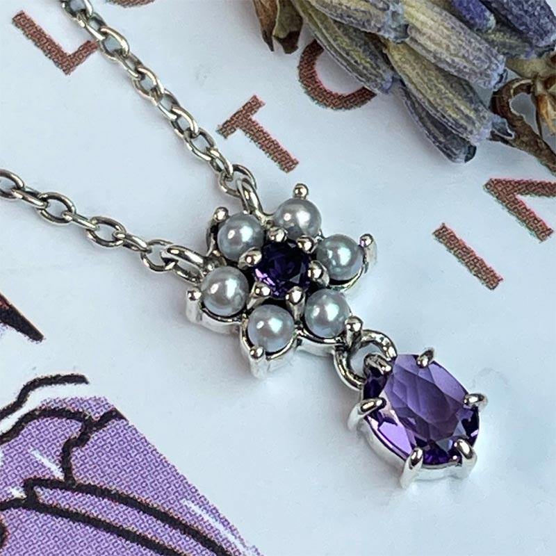 Regency Amethyst and Freshwater Pearl Charlotte Necklace