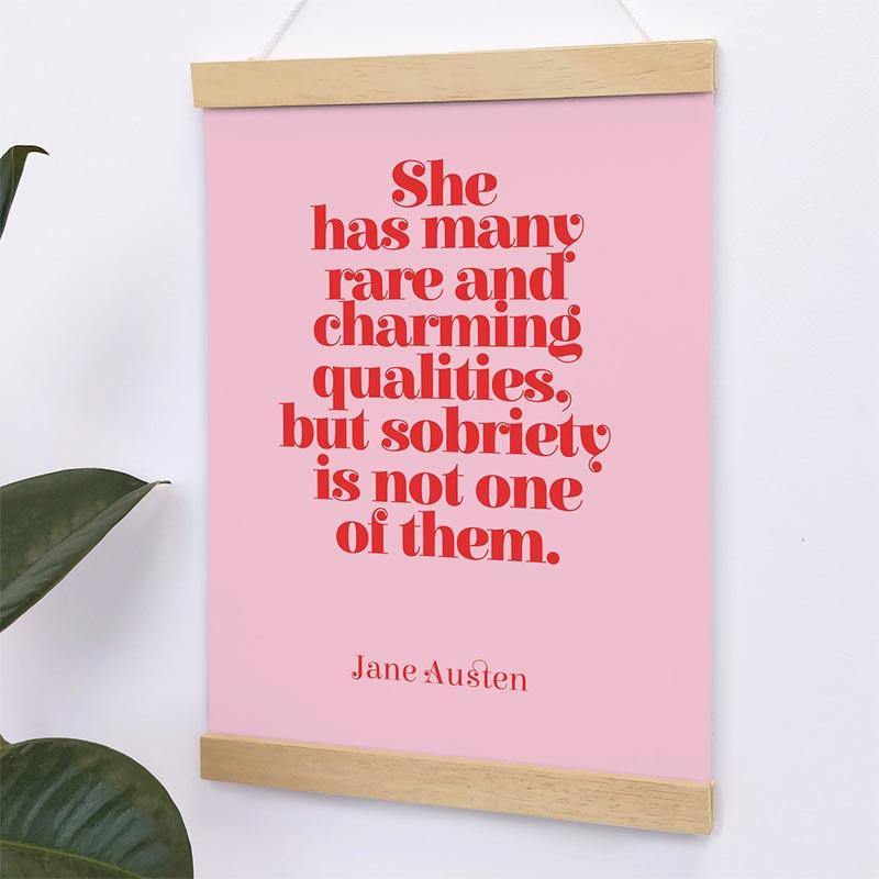 Jane Austen Quote A4 Print - 'Rare and Charming Qualities' - JaneAusten.co.uk