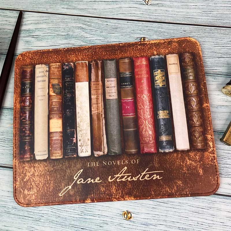 Faux Leather Antique Books Jane Austen Mouse Mat