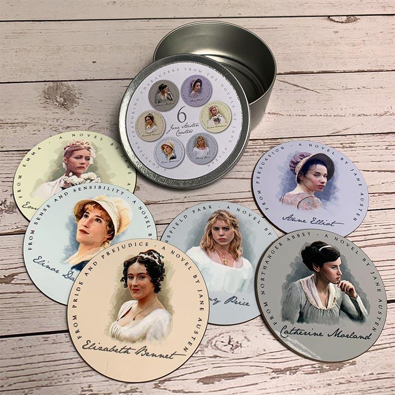 Set of 6 Jane Austen's Heroines Coasters - JaneAusten.co.uk