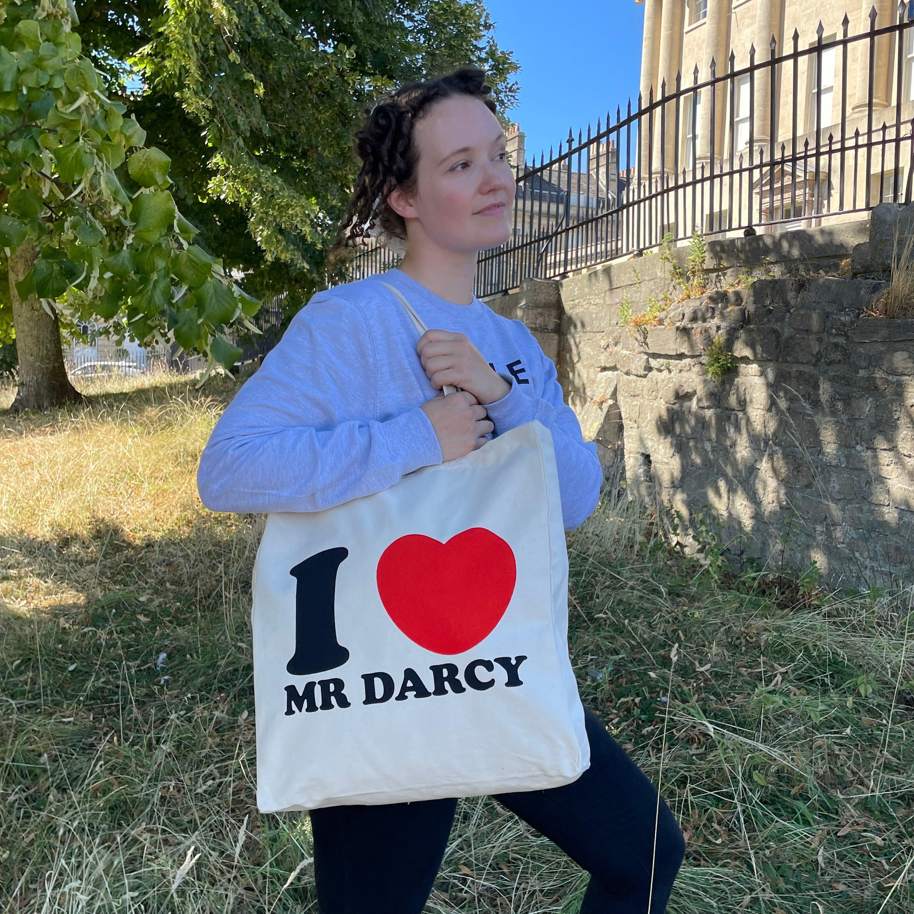 I Love Mr Darcy Tote Bag - White | Exclusive Collection - JaneAusten.co.uk