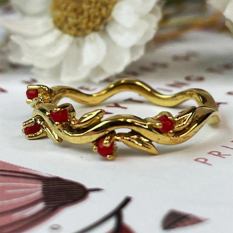 Marianne Ring - Gold-Plated Sterling Silver and Coral