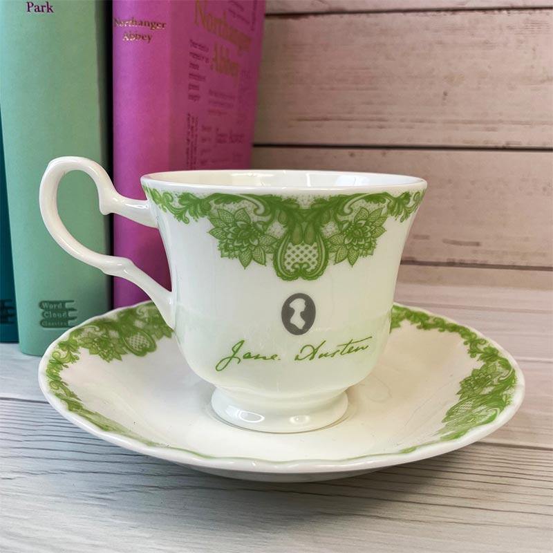 Jane Austen Bone China Teacup And Saucer - Northanger Abbey | Exclusive Collection - JaneAusten.co.uk