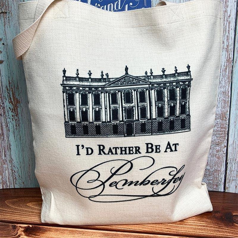 "I'd Rather Be At Pemberley" Jane Austen Tote Bag