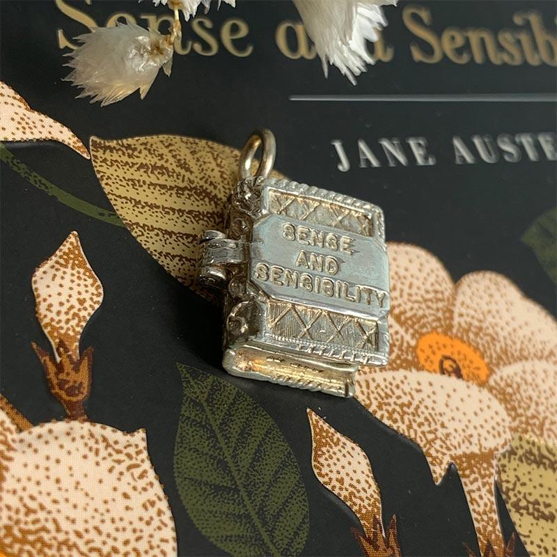 Sense and Sensibility Silver Book Charm Pendant - JaneAusten.co.uk