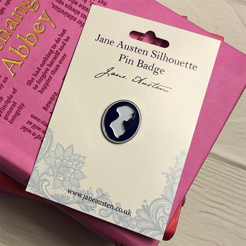 Jane Austen Badge - Silhouette Silver Design | Exclusive Collection - JaneAusten.co.uk