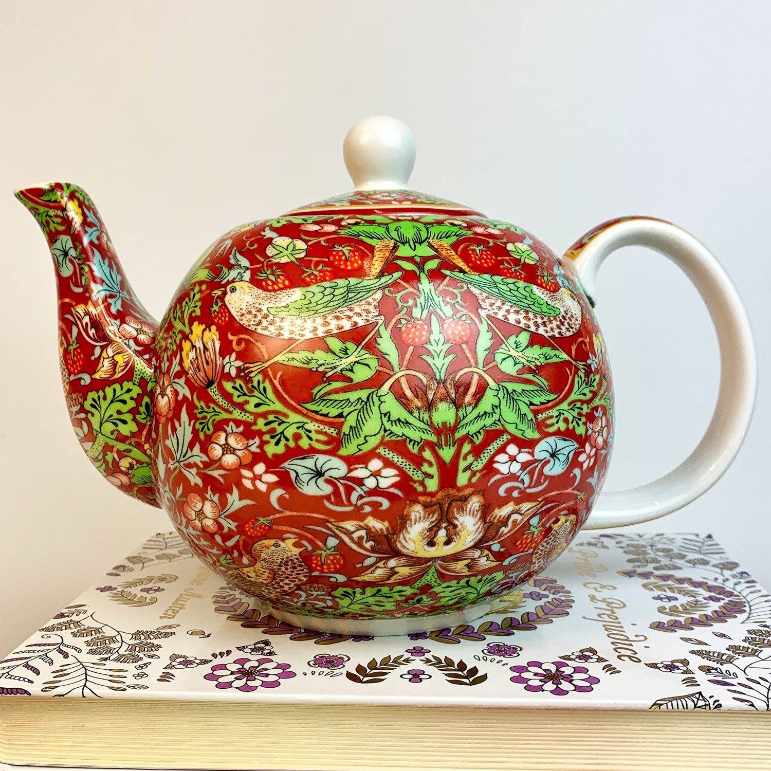 William Morris Teapot - Strawberry Thief Design