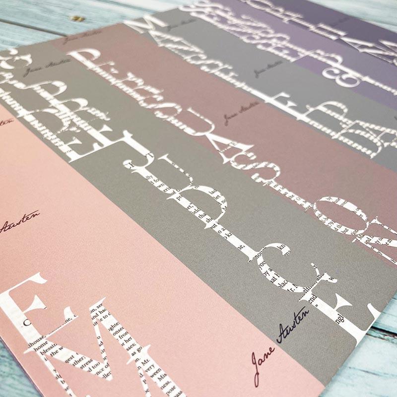 Jane Austen Typography Wrapping Paper - Pack of 6 sheets